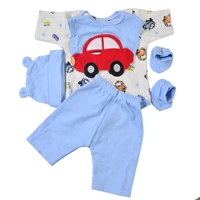 5pcs toddler kids baby reborn clothes red car pattern clothes cotton short sleeved top outfits doll boy clothes set 0 3m baby