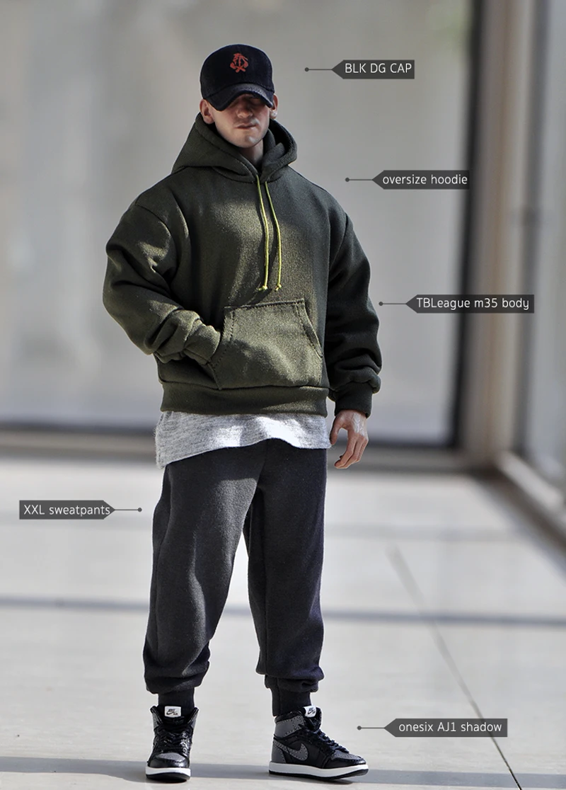 

1/6 Scale Men's sweatshirt XL Loose Hoodies Shirt For 12 Inches Tbleague M34 M35 Action Figures Clothes