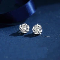 real moissanite 0 5ct each passed diamond test sterling silver s925 clover stud earrings for women wedding party fine jewelry
