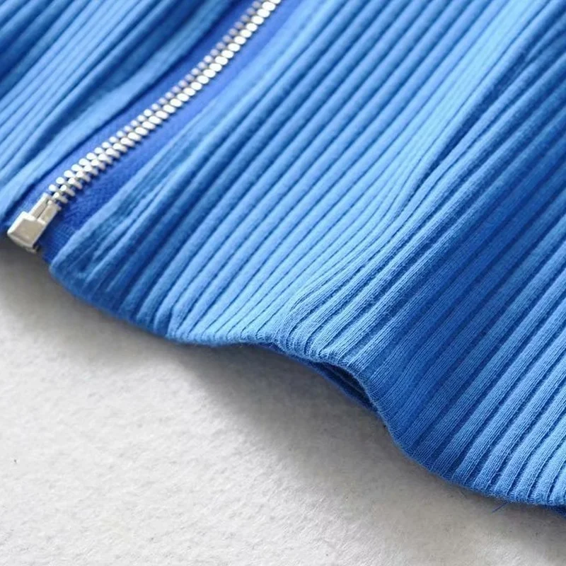 

Summer Fashion Women Sexy Zipper Low-cut V-neck Shrt Knitted Crop Tops Tank Casual Y2k Solid Color Camis Vest Women's Clothes