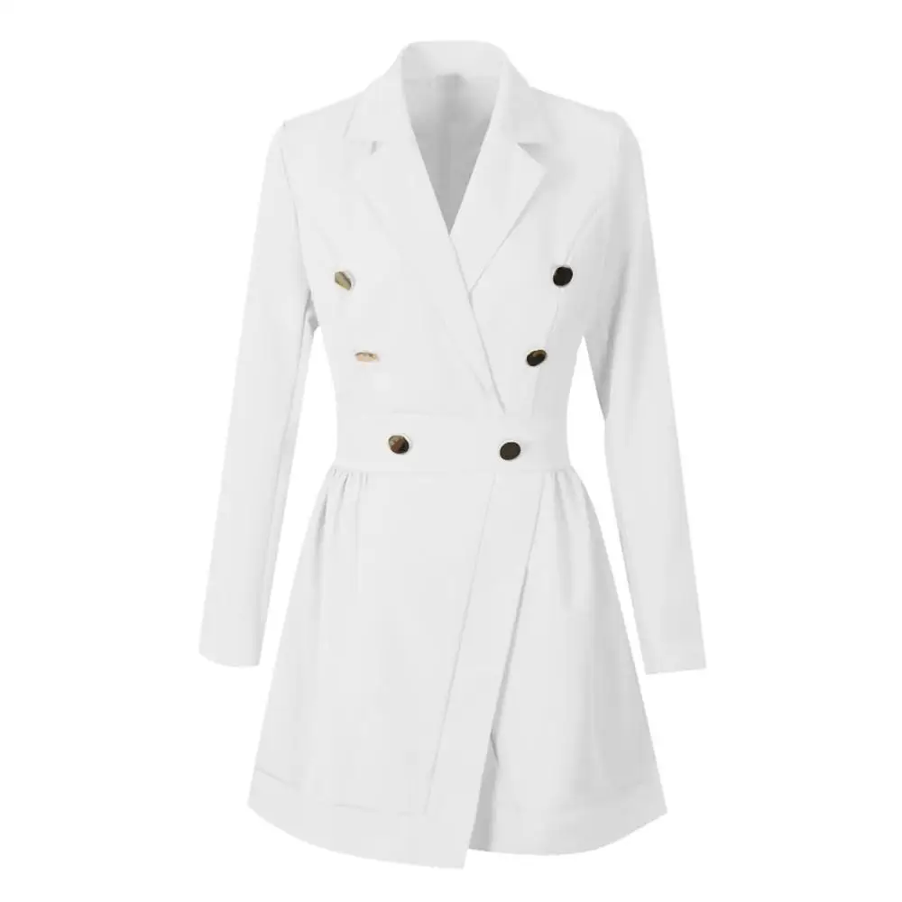 Женский офисный пиджак элегантный однотонный с длинным рукавом и воротником