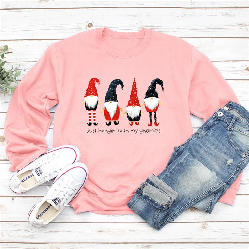 Счастливого Рождества Санта Клаус принт Женские С капюшоном Розовая детская