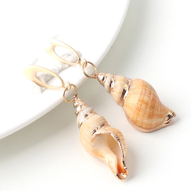 Новинка массивные серьги подвески в виде морской ракушки металлические летние