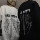 Осенняя уличная одежда для мужчин и женщин, готические большие черные топы, белые толстовки для девочек, крутые толстовки в стиле Хай-стрит в стиле хип-хоп с капюшоном для пар