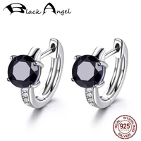 natural black gemstone clip earrings for women 100 real 925 sterling silver crystal earrings female engagement fine jewelry