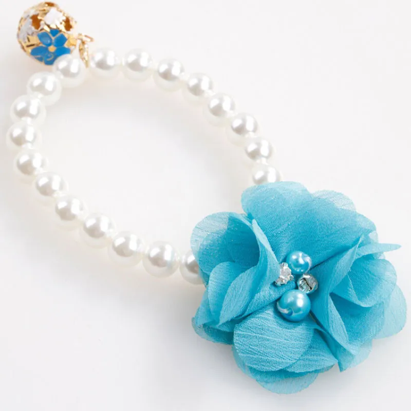 Жемчужный ошейник для кошек с кружевным цветком и колокольчиком 1 шт.