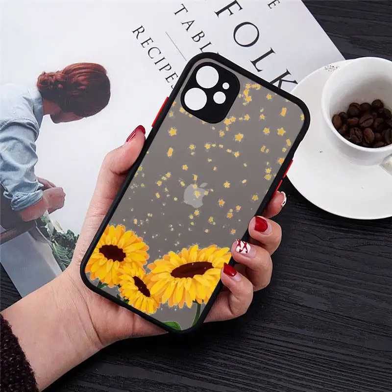 

sunflower Luxury Unique Design Phone Case matte transparent For iphone 7 8 11 12 plus mini x xs xr pro max cover