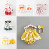 newborn baby girls clothes sleeveless dressbriefs 2pcs outfits set cherry floral print baby clothing sets summer sunsuit 0 24m