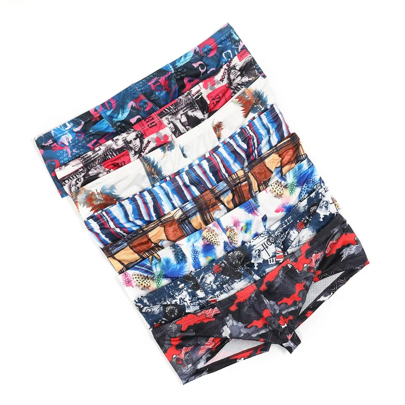 

8PCS/Lot Mens Underwear Sexy Boxer Shorts Low Rise Underpants Breathable Printing Male Homme Panties Bulge Pouch Boxers Trunks