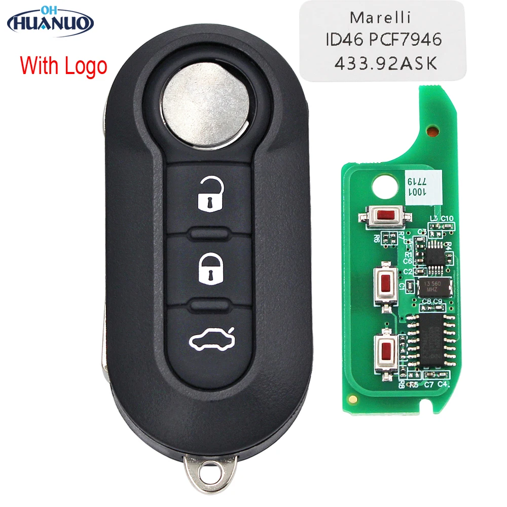 Автомобильный ключ-раскладушка с 3 кнопками 433 МГц для Fiat 500 Grande Punto Doblo Qubo 2006 2007 2013