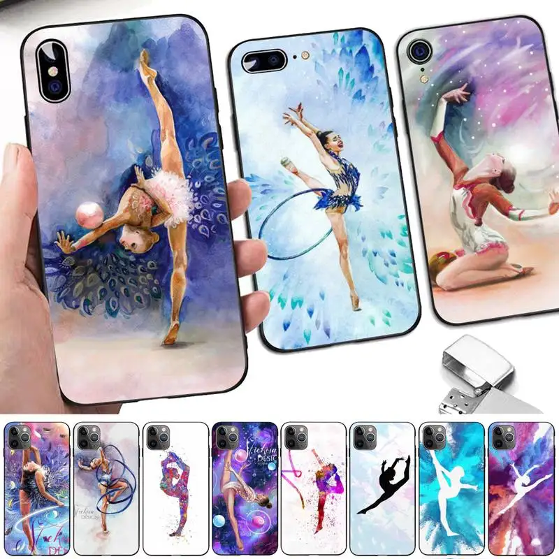 

Love Gymnastics Oil Painting Phone Case for iphone 13 11 12 pro XS MAX 8 7 6 6S Plus X 5S SE 2020 XR case