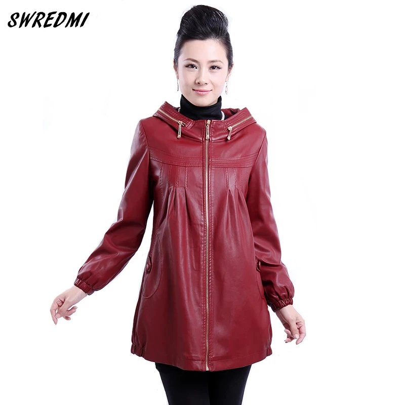 women leather jacket 5XL leather coat spring and autumn outerwear loose fashion jackets leather female SWREDMI