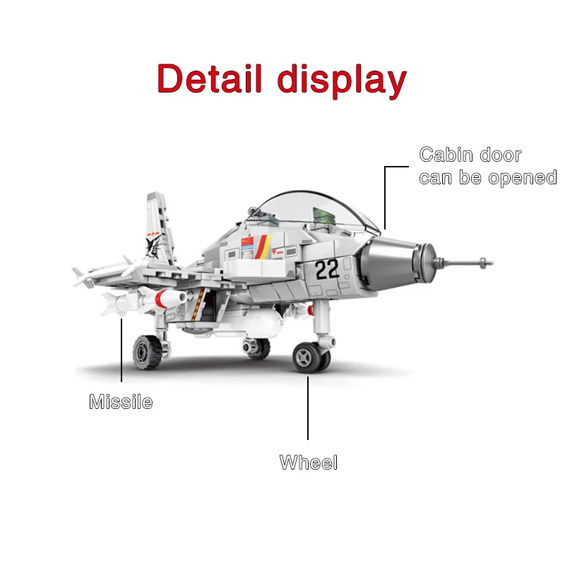 

SEMBO 366PCS Chinese Q Version J-15 carrier Fighter Building Block Airplane Military city plane Bricks Construction Children Toy