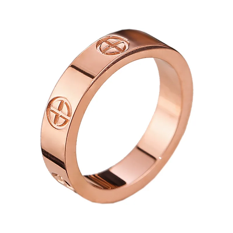 Love Jewelry Titanuim стальное кольцо цвета розового золота CZ с кристаллом для женщин 316L