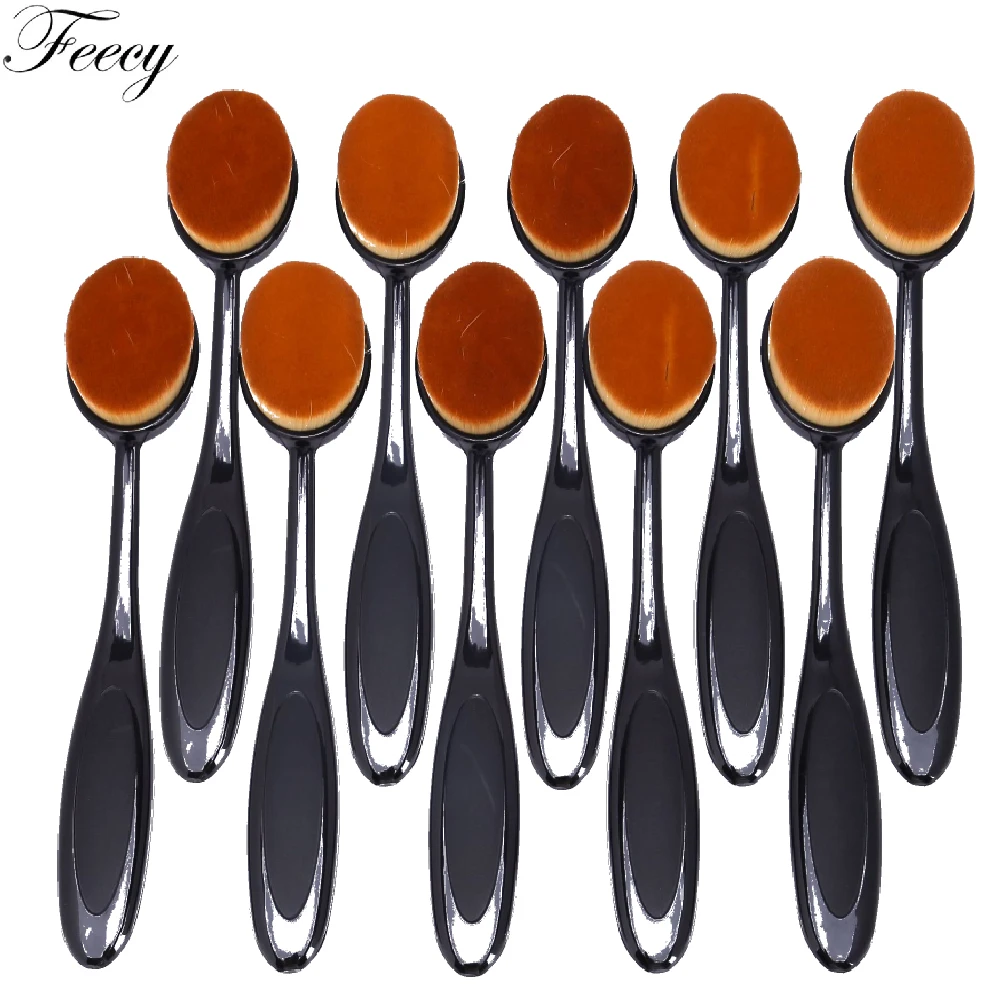 

Wholesale Makeup Brushes Portable Rosegold Toothbrush Oval Nylon Hair Cosmetic Makeup Blush Face Foundation Brush Makeup Tool