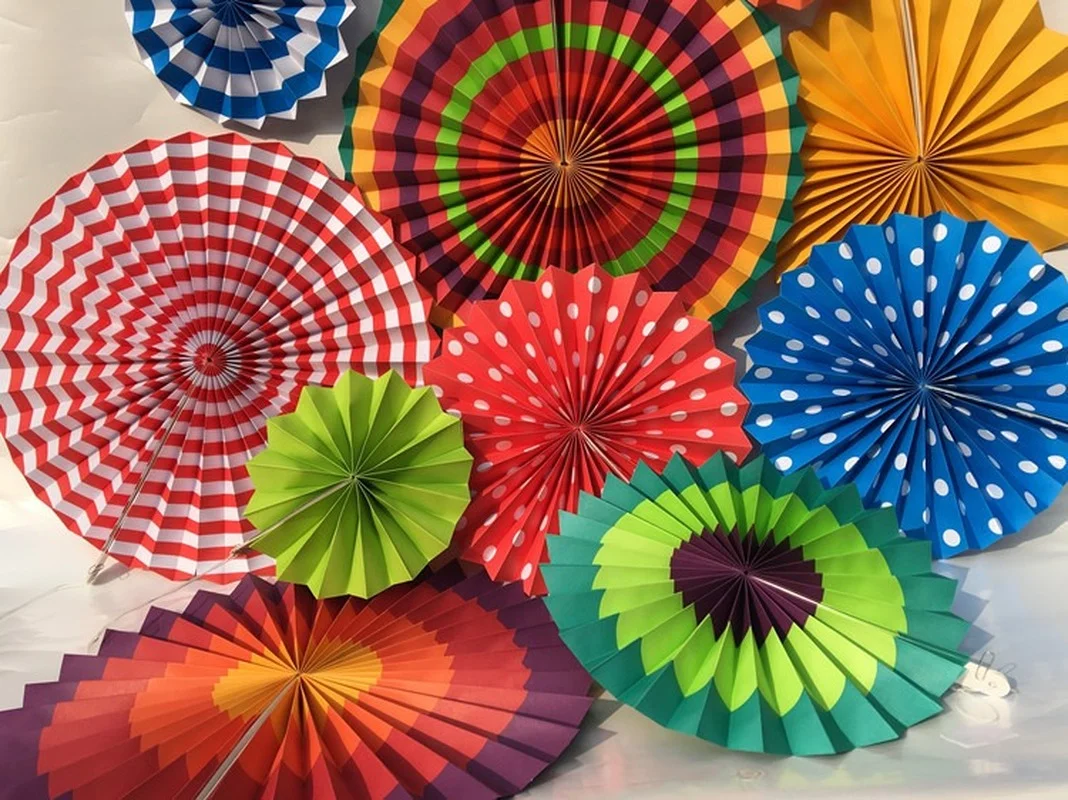6pcs/Set 8&quot 12&quot 16&quot Mixed Size Colorful Wheel Hanging Paper Fan Pink Blue for Baby Shower Birthday Wedding Party Home Decoration | Дом