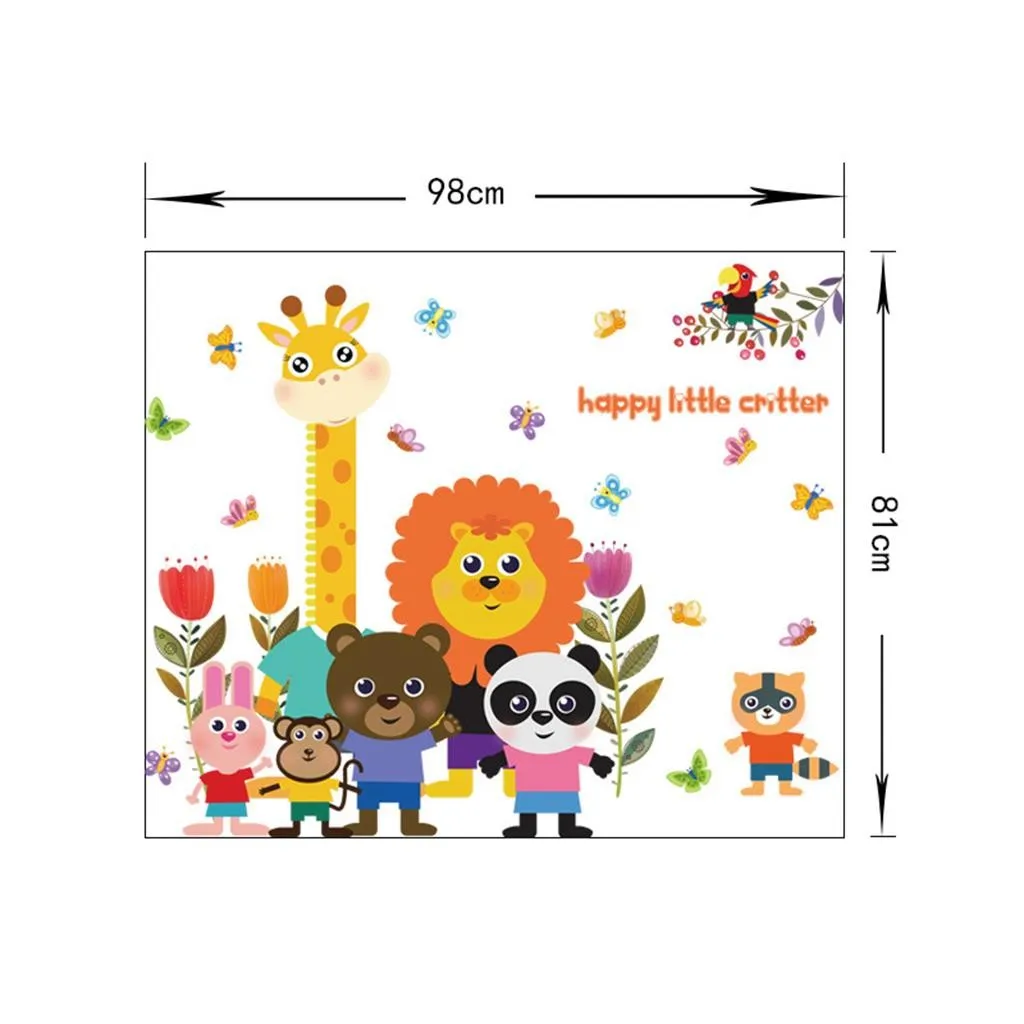Наклейка на стену с изображением животных Льва жирафа панды медведя обезьяны