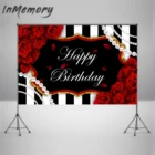 Черно-белый полосатый фон для фотосъемки, розовый фон для дня рождения, украшения для вечеринки в честь Дня Рождения, баннер для торта и стола