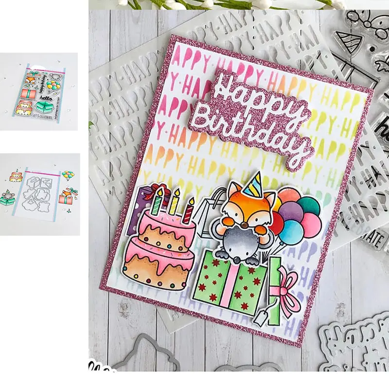 

Fox Mouse Birthday Cake Stamps And Dies New Arrival 2021 Scrapbook Dariy Decoration Stencil Embossing Template Diy Make Albums