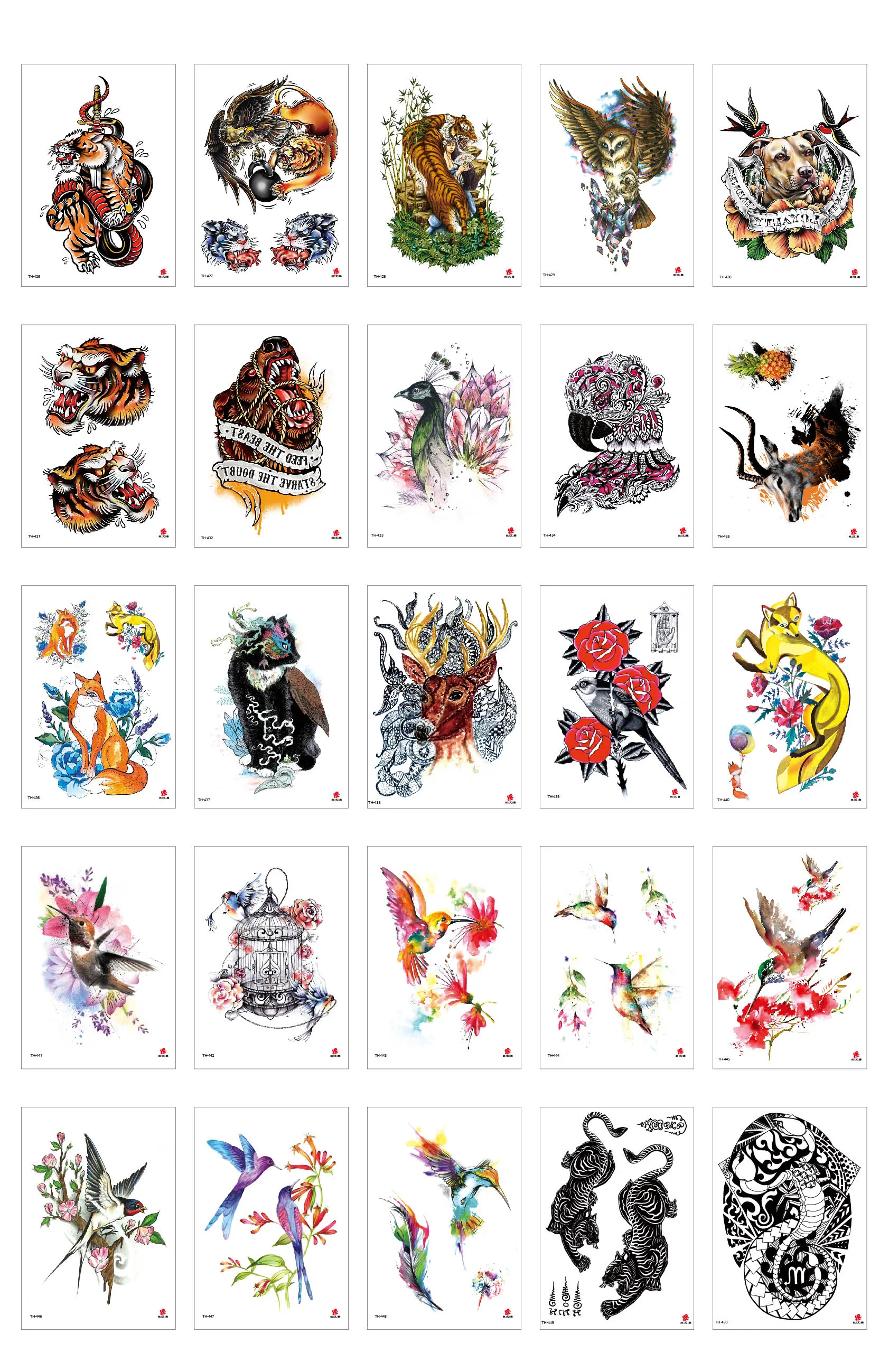 1000 шт Временные татуировки наклейки цветы животные черепа водонепроницаемые