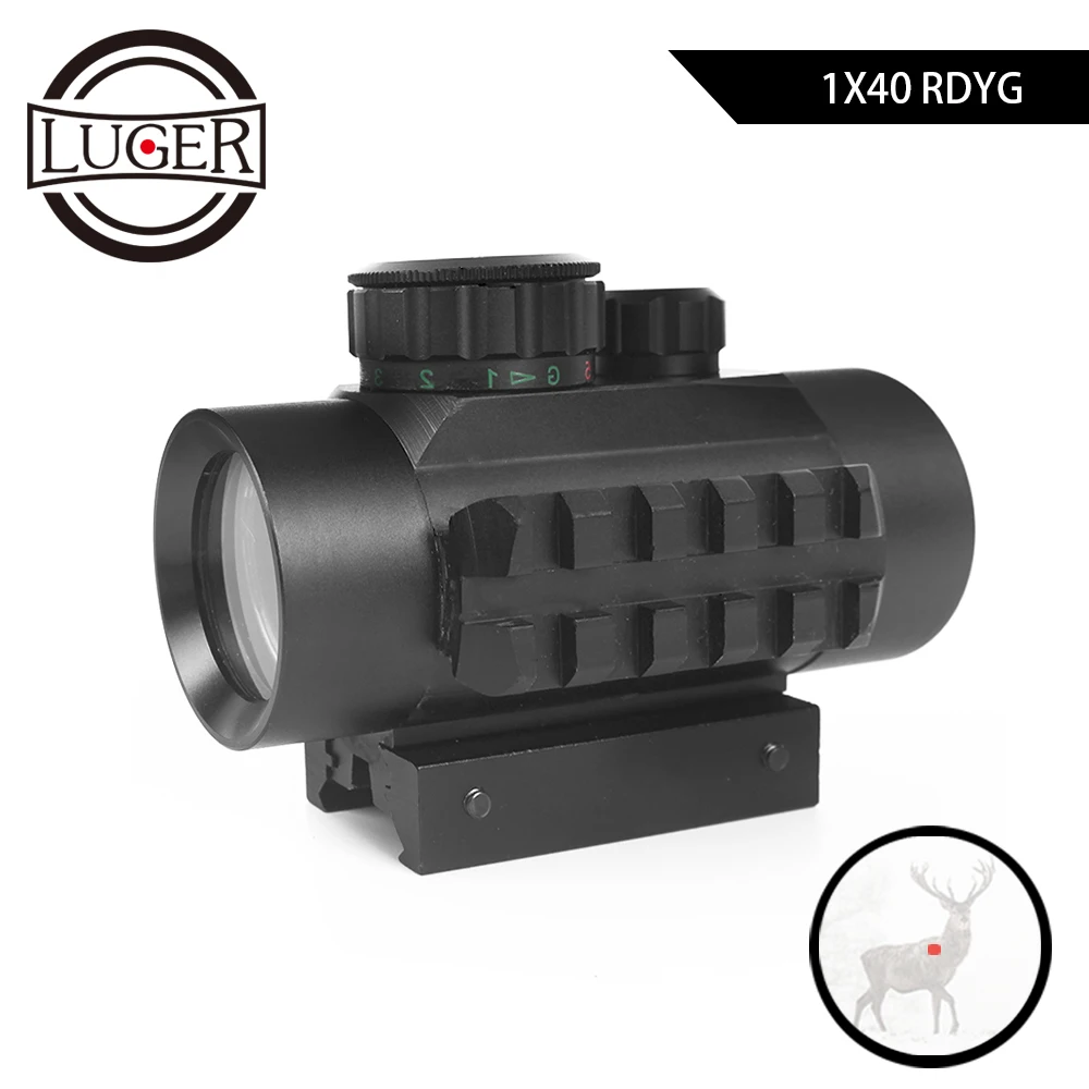 Оптический прицел LUGER 1x40 с красной точкой тактический со средней сетчатый