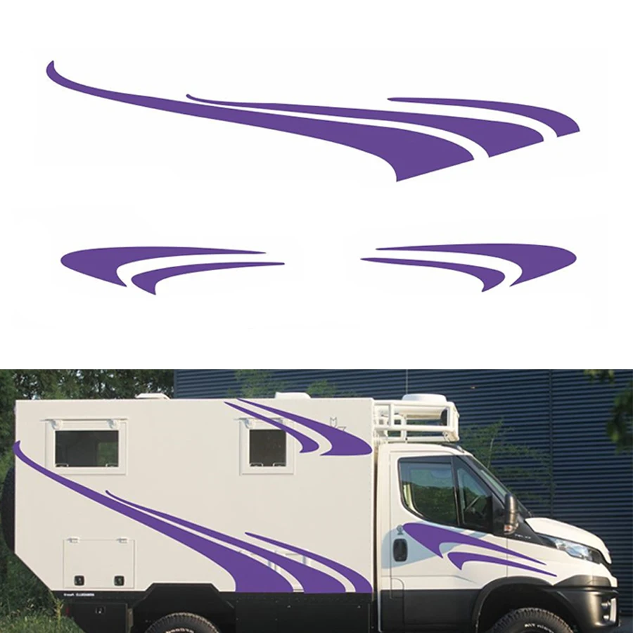 

Stripes Graphics Vinyl Side Car Styling Decoration Sticker Purple For RV Caravan