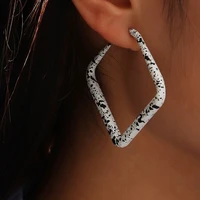 trendy black white cow dot geometric square round dangle earrings brincos bijoux femme simple fashion drop earring for women