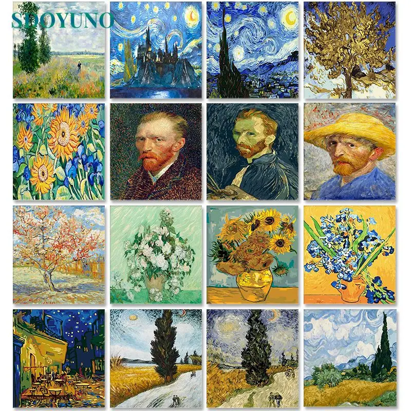

DIY Oil Paint By Numbers Van Gogh For Adults Home Decor Drawing ON Canvas Room Wall Art pintura por números