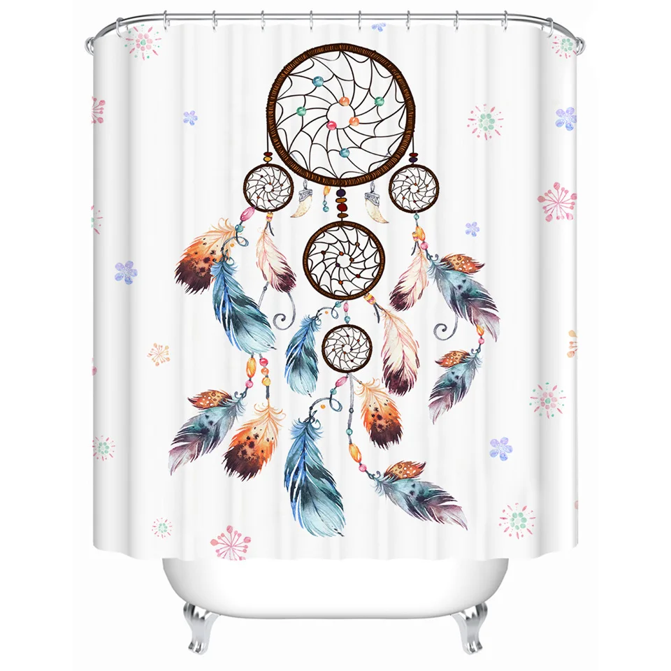 Постельные принадлежности Outlet Dreamcatcher декоративная занавеска для душа Водонепроницаемая Акварельная богемная занавеска для ванной с крюком для ванной комнаты 180x180