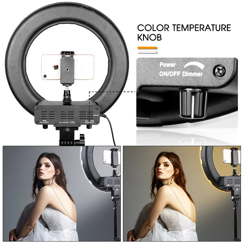 Travor светодиодный кольцевой светильник 12 дюймов двухцветный с регулируемой