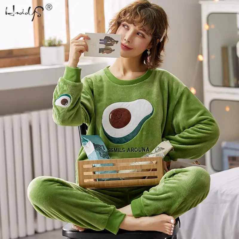 

Пижама фланелевая женская, на осень/зиму, с принтом в виде животных