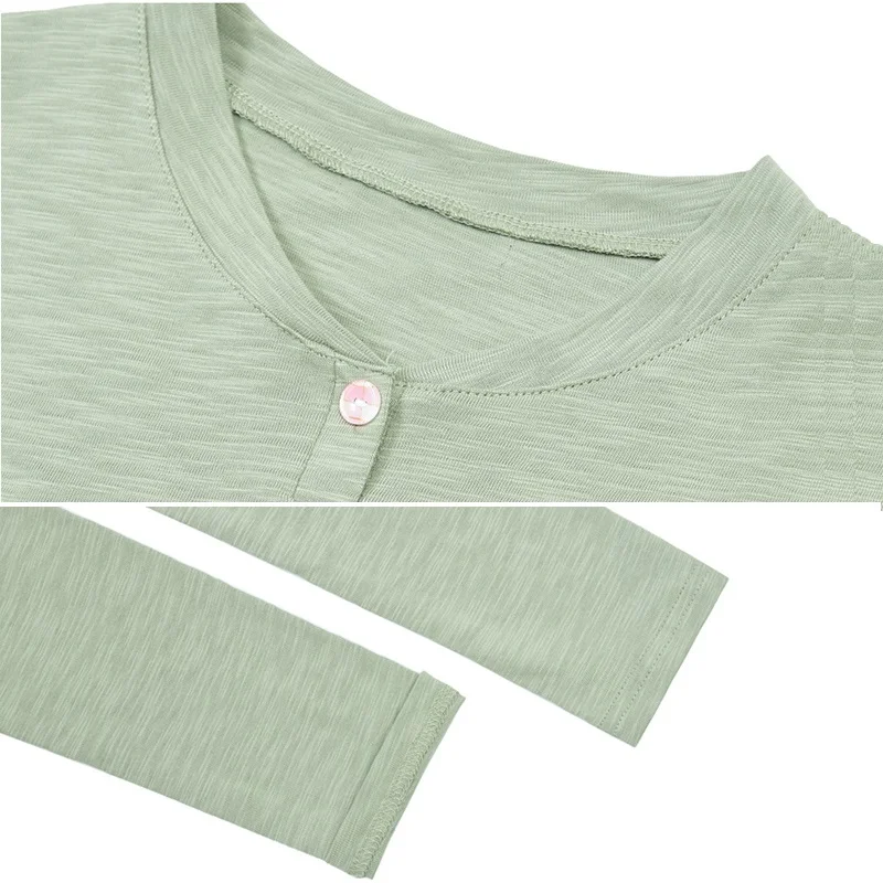 Женская хлопковая футболка на пуговицах однотонная свободная кофейная с длинным