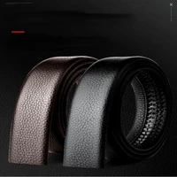 no scalp mens leather lychee pattern head layer pure cow leather pants headless belt needle buckle belt strap automatic