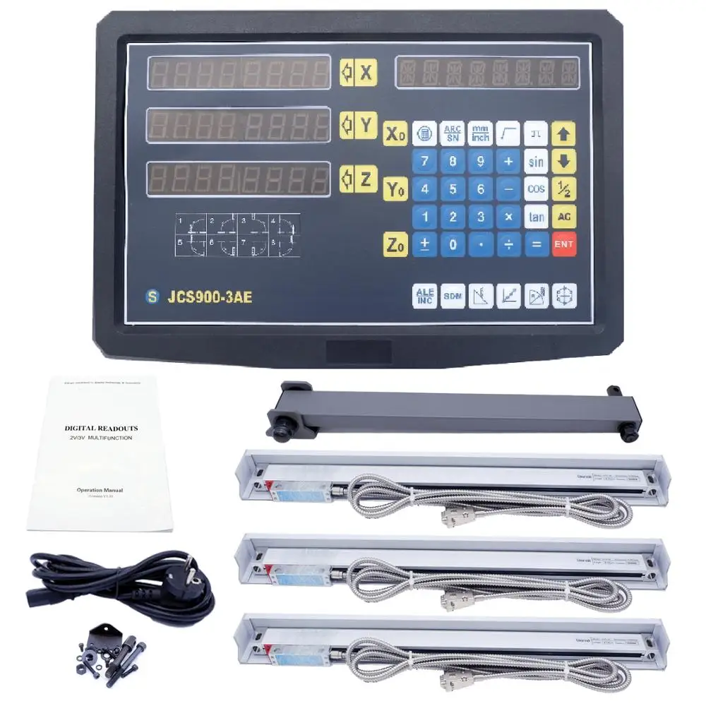

New 3 Axis digital readout with linear scale 100-1020mm 5micron linear encoder complete dro kits free shipping