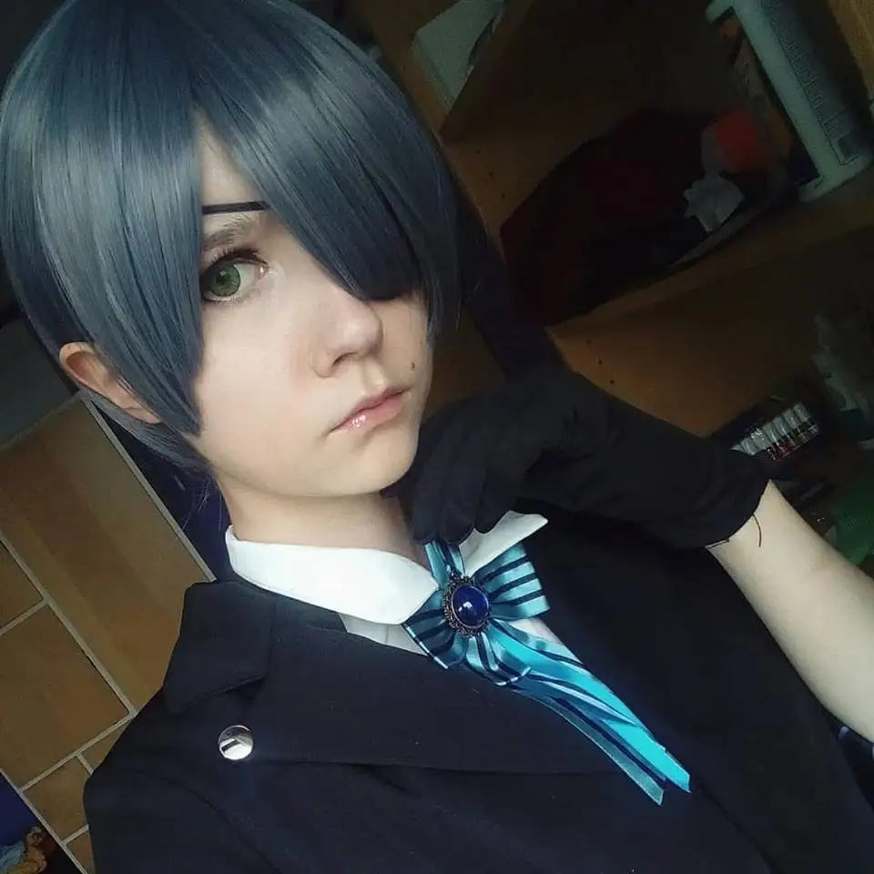 

Black Butler Kuroshitsuji Ciel Phantomhive Grey Blue Cosplay Wig