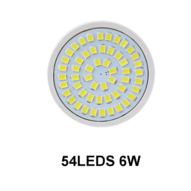 54leds 6w Светодиодный лампочка направленного света 220V MR16 GU10 4W 6W 8W 5W 7W 2835 COB чип 24 120 180 градусов люстра со светодиодной лампой Светильник направленного света настольная лампа - Испускаемый цвет: 54leds 6w
