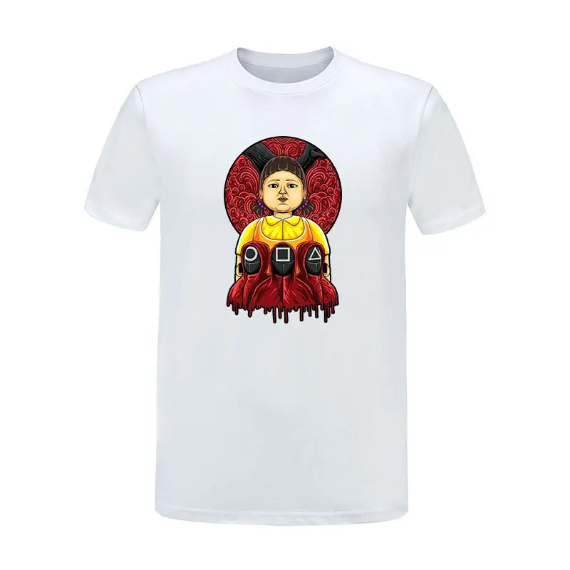

Squid Print T-Shirt For Men And Women Korean Tv Squid Print Short-Sleeved Top The Latest Fun Game T-Shirt Summer New Style 2021