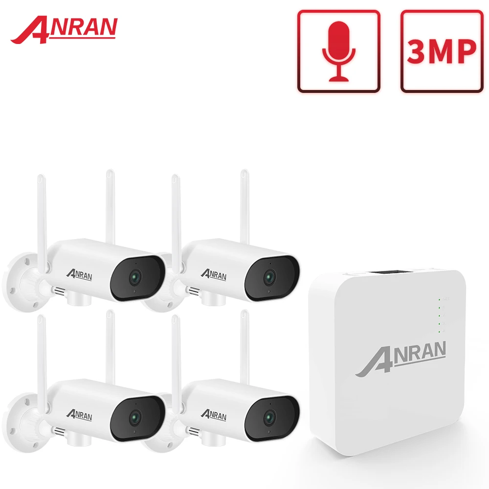 

ANRAN 3MP панорамирование и наклон камеры безопасности комплект CCTV видео камеры комплект Wifi мини NVR Открытый Беспроводная система камер наблюд...