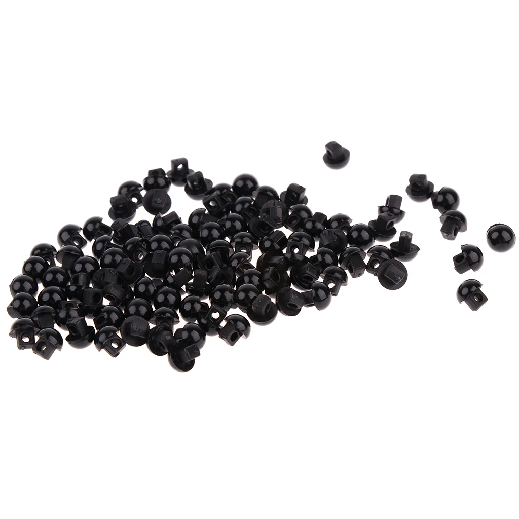 

100 Pieces 6mm Solid Black Round Mushroom Domed Sewing Buttons for Doll Eyes