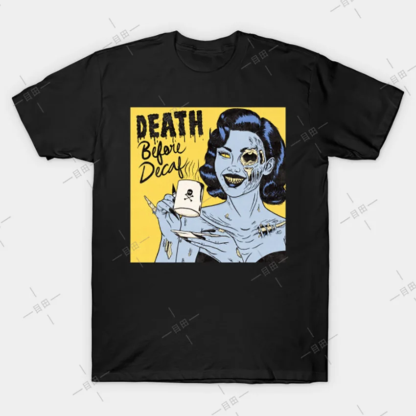 Футболка с надписью Death Before Decaf кофейная футболка винтажная love для