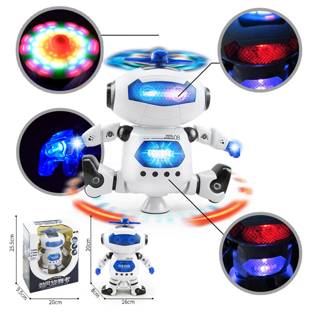 

Electric Robot Rotary Singing Dancing with Light Early Education Baby Toys