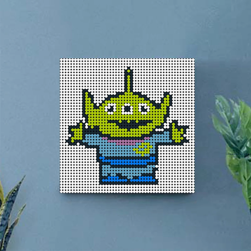 

MOC Stories Series Space Aliened Pixel Painted Mosaic Art Painting Building Blocks Background Decoration Bricks Toys For Kids