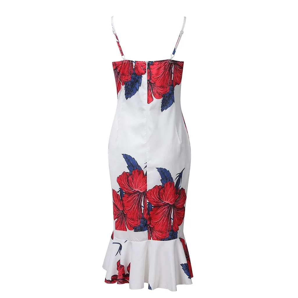 

2020 Fashion Women Dress Summer Sexy Casual Sleeveless Printed Casual Beach Party Dress Ruffle High Quality Dress ropa mujer L41