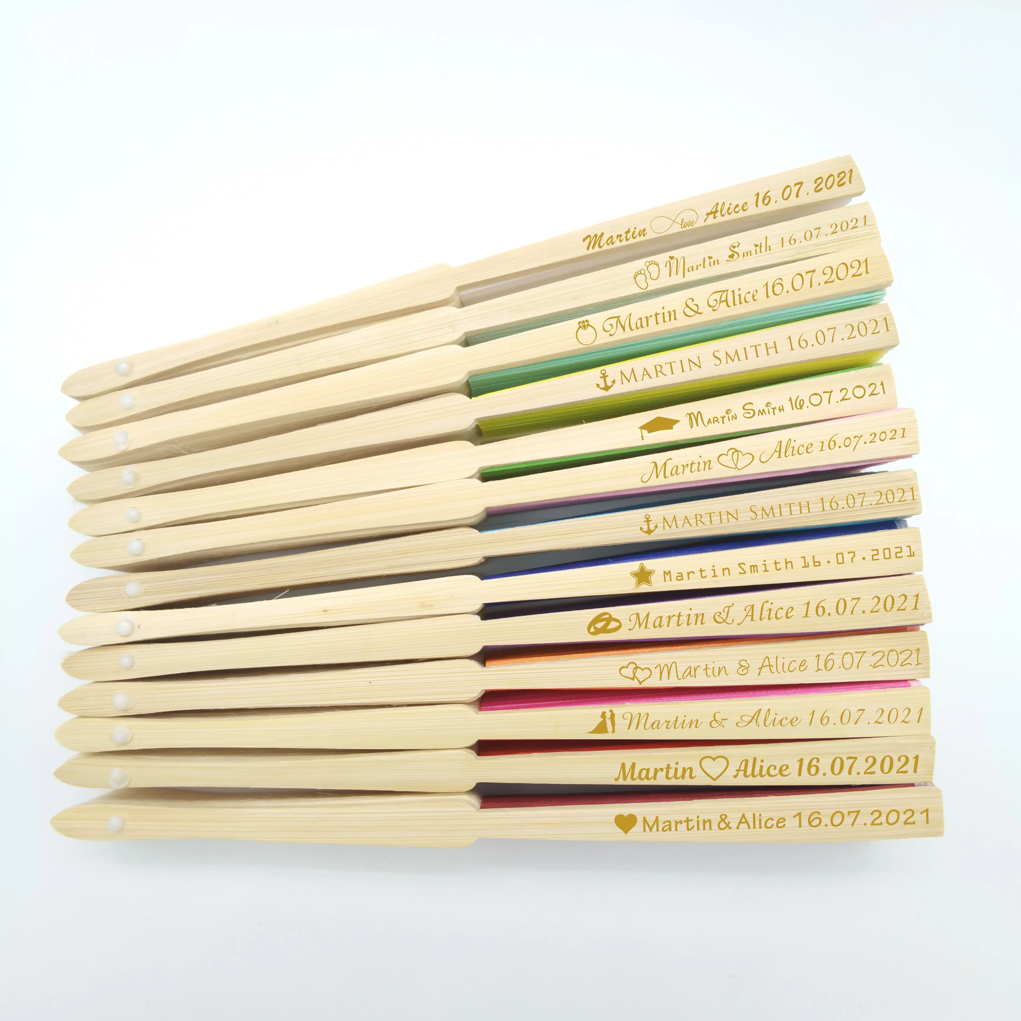 20 шт. Персонализированные Свадебные Выгравированные складные ручные шелковые