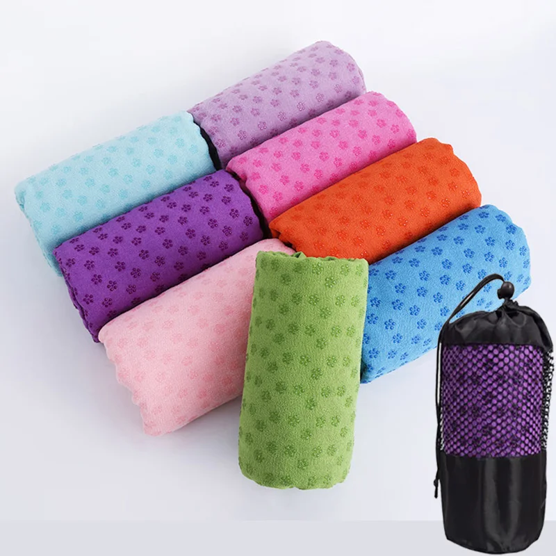 

Non-Slip Yoga Towel Blankets Mats Anti Skid Pilates Gym Fitness Sports Down Blanket 183*63CM Soft Comfortable With Mash Bag