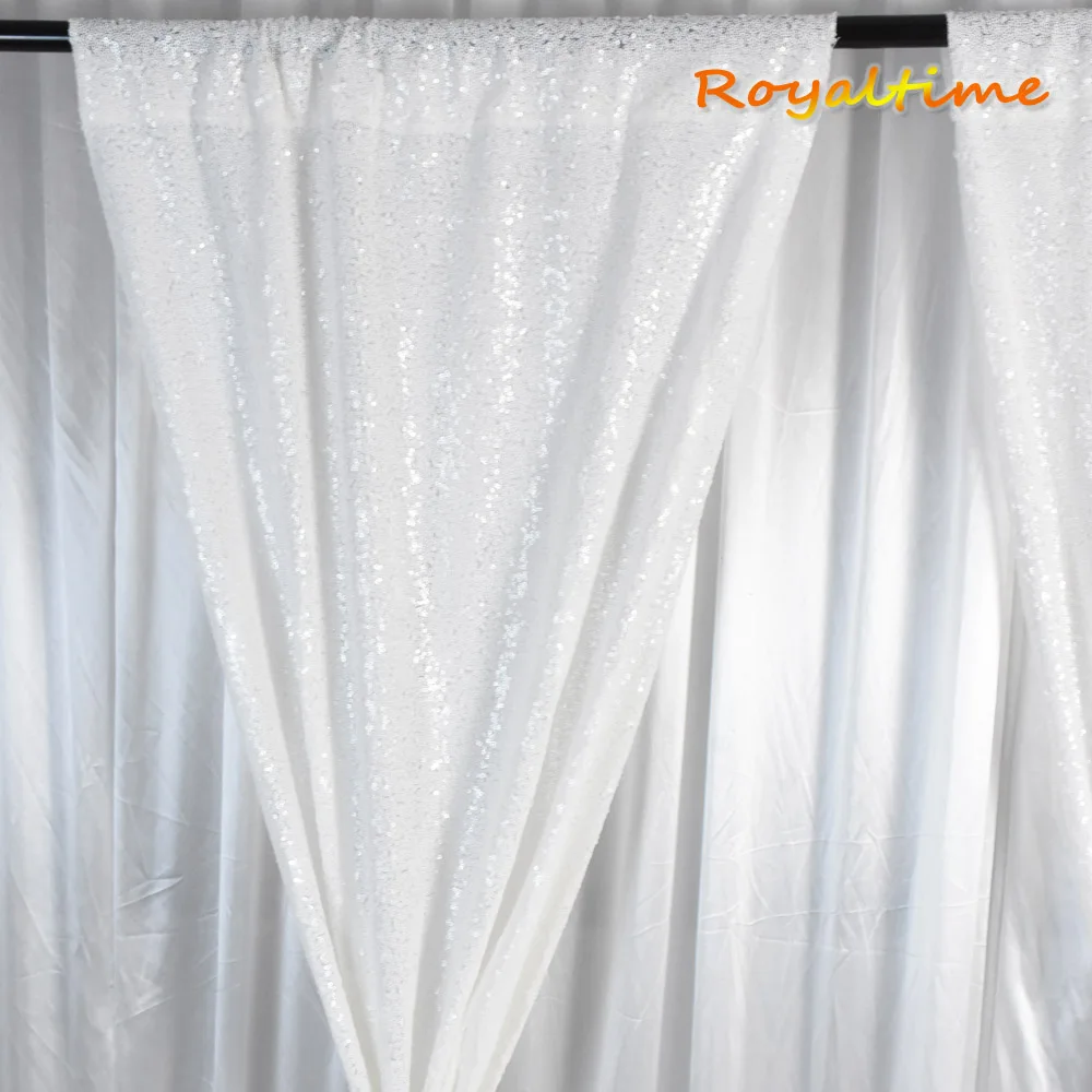 Royaltime, 2 шт., 2x8ft, золотые блестки, фон для занавес, свадебная фотобудка, фон для фотосъемки, Свадебная вечеринка, Рождественское украшение - Цвет: White