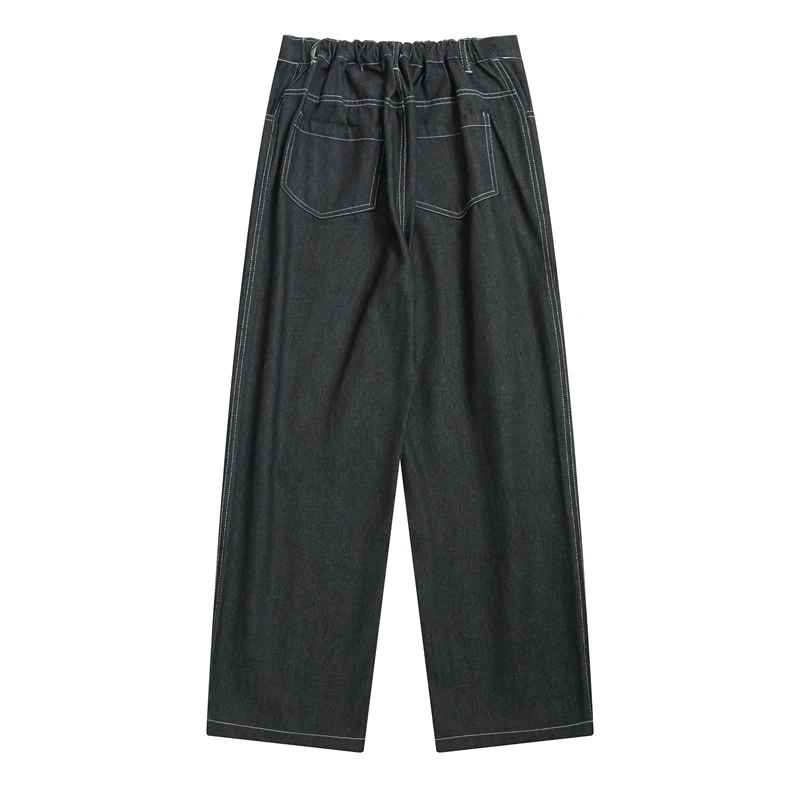 Harajuku Preppy Style Women Jeans Full Length Black Denim Straight Pants For Teenage Girls Ladies Trousers Hit Color |