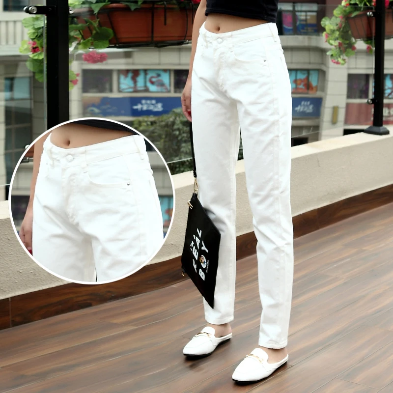 

White Summer Women Jeans Cool Denim Jeans Pants Trousers boyfriend Black Full Length Lady Jeans