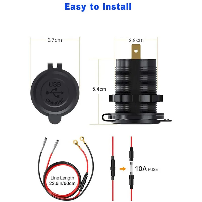 TKEY QC 3 0 сенсорный выключатель автомобильное двойное зарядное устройство USB разъем