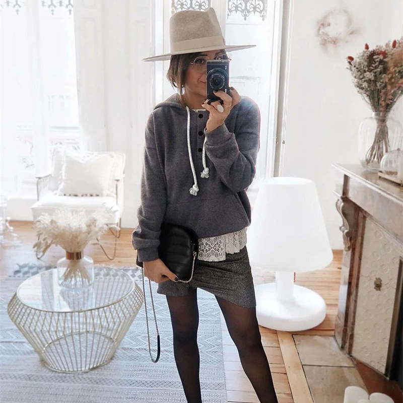 

Women Autumn Winter Clothes Long Sleeve Hooded Hoodies and Sweatshirt With Pockets Elegant Ladies Warm Top Streetwear